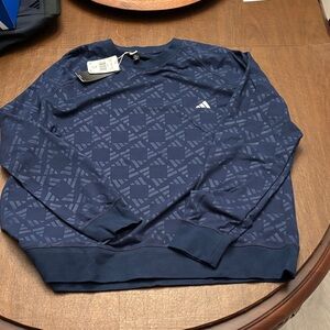 Adidas Men's Navy Geometric Crewneck Sweatshirt